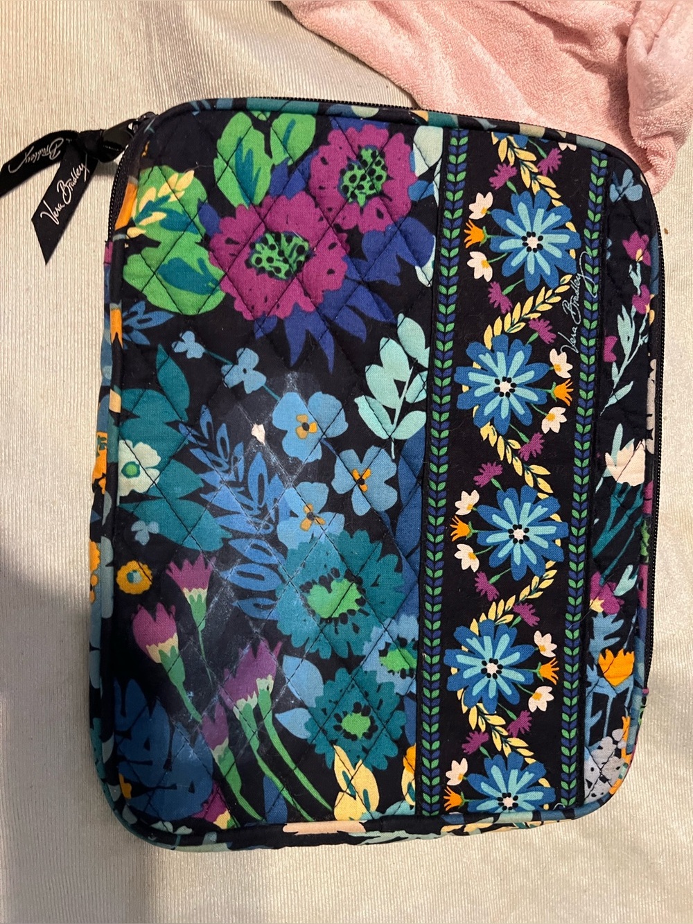 Vera Bradley Navy Floral Tablet Sleeve with Teal, Yellow & Purple Accents - Picture 7 of 7
